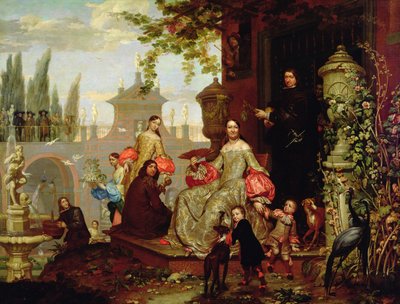 Porträt einer Familie in einem Garten, 1680 von Jan van the Younger Kessel